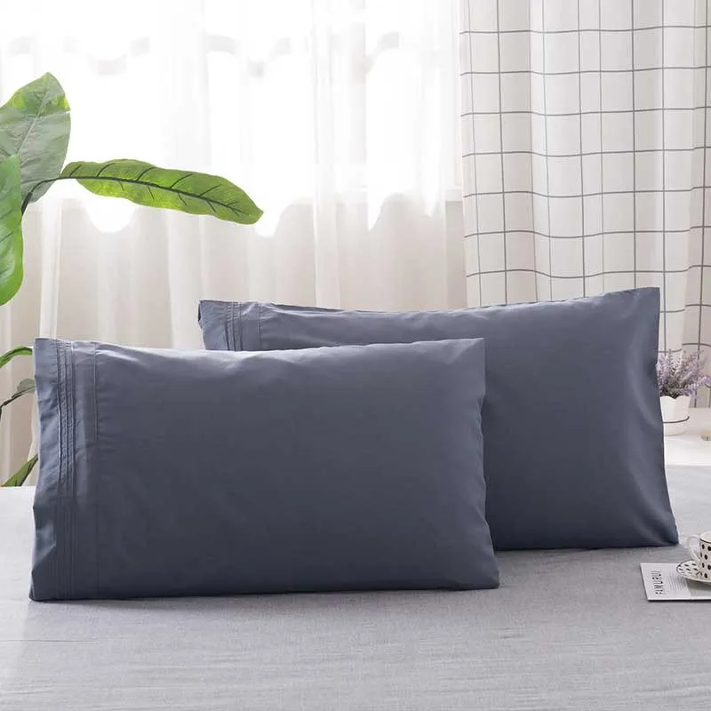 2pcs/pair Solid Color Pillow Cases 100% Polyester White Black Grey Pillowcases Brief Style Case Cover | Дом и сад