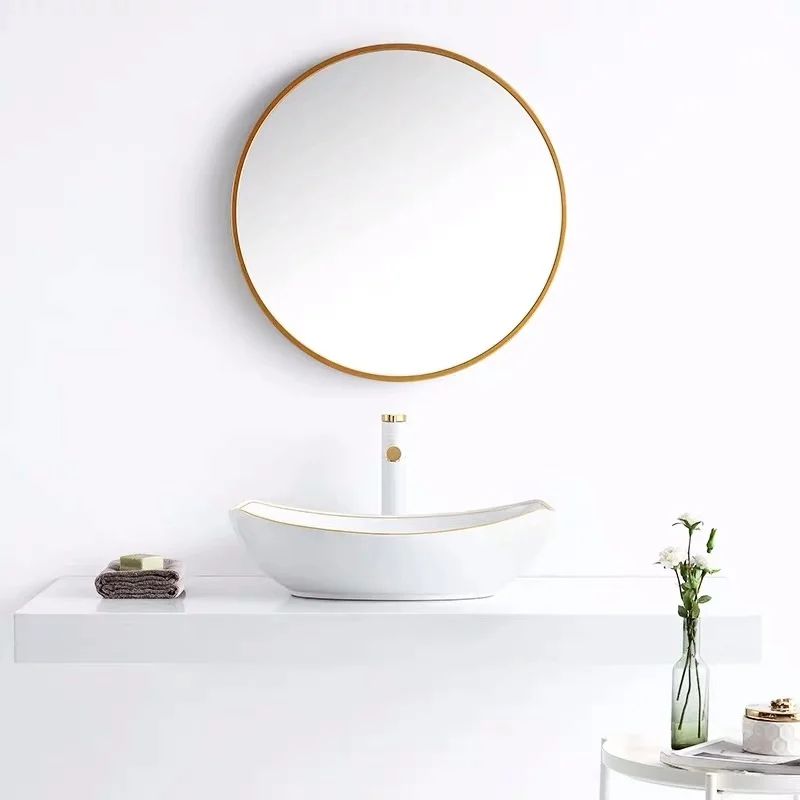

White Ceramic Above Counter Basin with Pull Faucet Bathroom Washbasin Toilet Toiletries Wash Hand Basins Painted Porcelain Sink