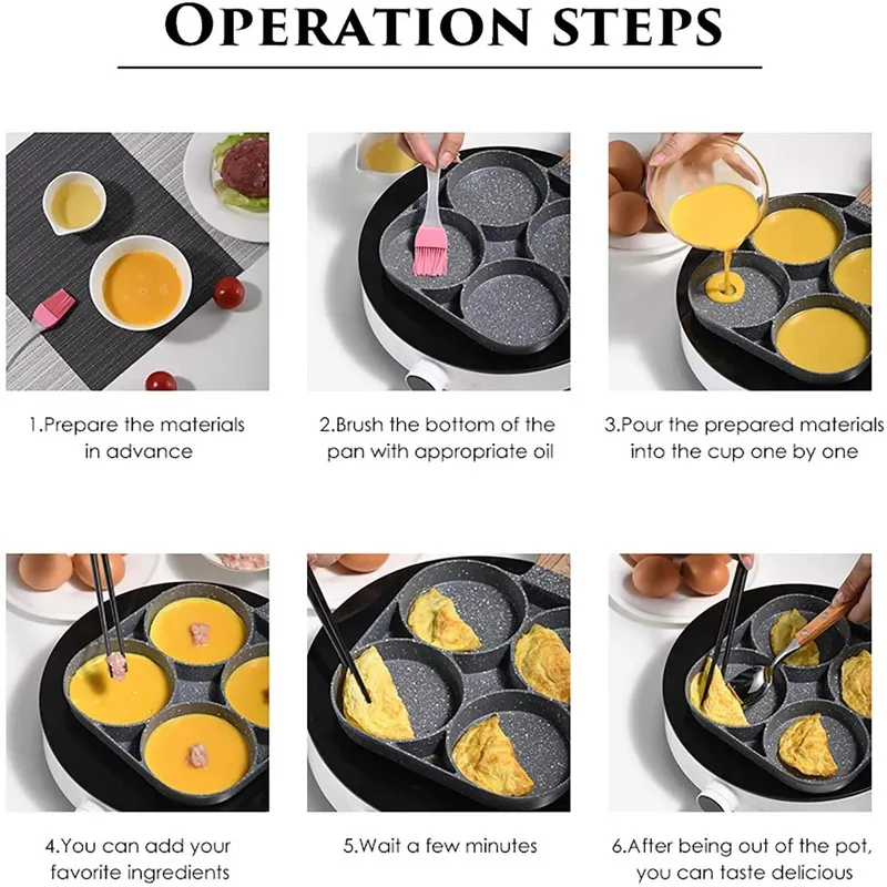 

Four-hole Frying Pot Thickened Omelet Pan Non-stick Egg Pancake Steak Pan Cooking Egg Ham Pans Breakfast Maker kitchen tools