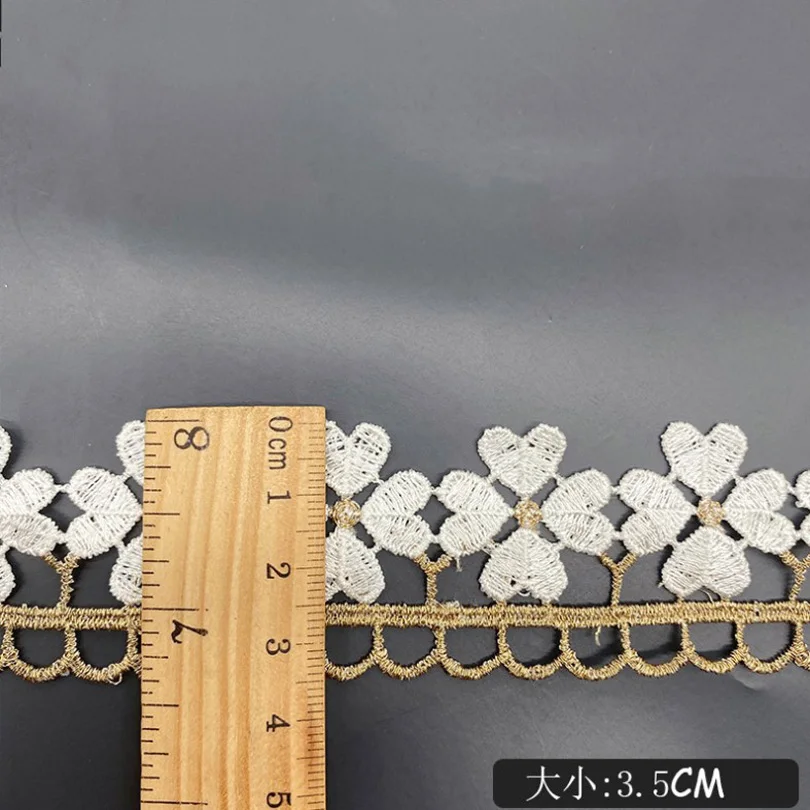 Кружевная ткань с белыми цветами Ширина 3 5 см гипюровая кружевная отделка лента