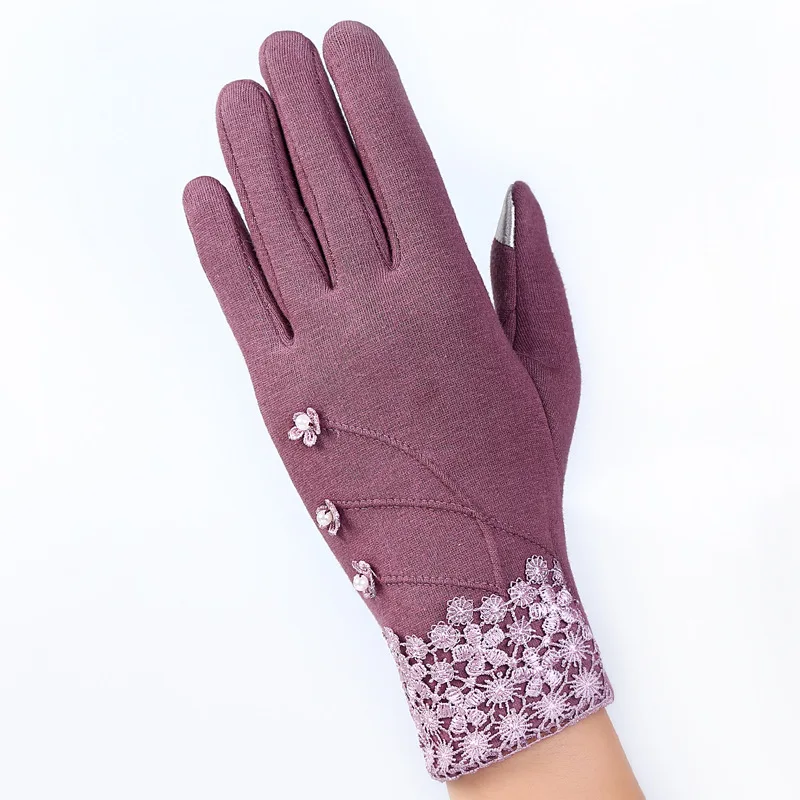 016-D-Bean ECOBROS классические Luvas de inverno женские модные зимние перчатки для активного отдыха, спортивная теплая и бархатная перчатки для сенсорного экрана перчатки - Цвет: 016-D-Bean