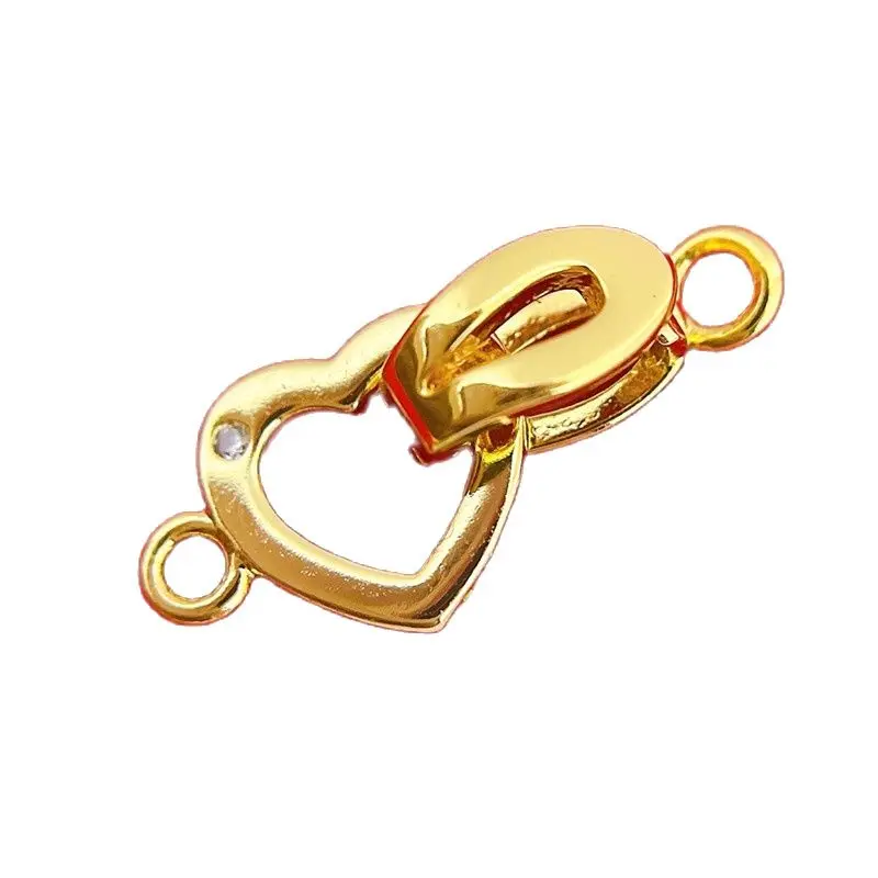 

Heart Bracelets Necklaces Clasp For DIY Pearls Jewelry Chain Making Silver/Rose Gold Color Plating Copper Zirconia Wholesale