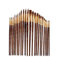 12 pcs nylon hair gouache pen flat head round head wooden grain rod grain poles high quality watercolor brush suite painting