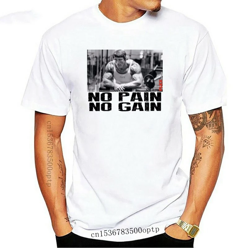 

New Arnold Schwarzenegger No Pain, No Gain Logo Print 2021 2021 Fashion Summer Brand Tops Male Men Design T-Shirt