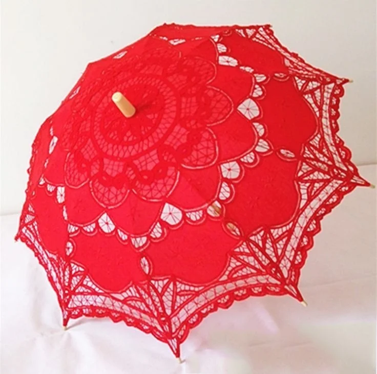 Белый кружевной хлопковый милый Свадебный зонт в викторианском стиле ручной