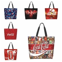 fashionable coca cola printed ladies one shoulder shopping bag fashionable student shoulder bag portable convenient bag tote