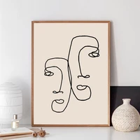abstract one line couple face drawing minimalist romantic couples gifts art canvas painting bedroom home wall art decor