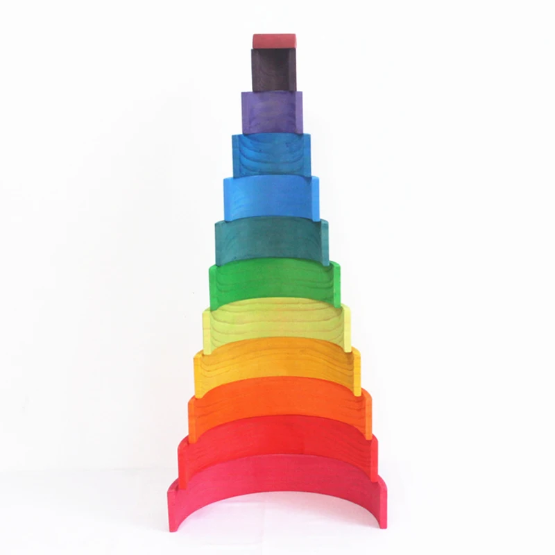 

Kids Wooden Toys Rainbow Block Loose Parts Mushroom Honeycomb Droplets Tree cones Cones Creative Building Blocks for Children
