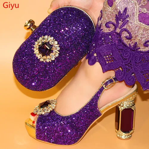 Doershow/красивые фиолетовые итальянские туфли с сумочкой в комплекте комплект из