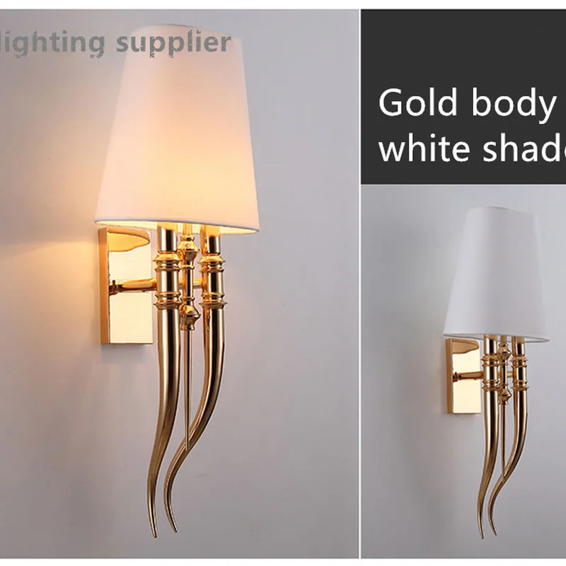 Современный тканевый настенный светильник в виде железного рога с когтями