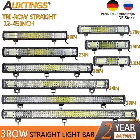 Auxtings 12-45in 180W-612W Tri-Row 7D Светодиодная панель Offroad Led Bar Combo Светодиодная рабочая панель для грузовика SUV ATV 4x4 4WD 12v 24V