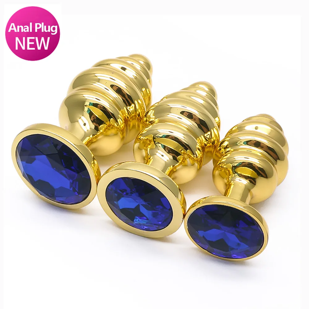 Новинка 2020 3 шт. анальная пробка золотого цвета массажер со спиральными бусинами