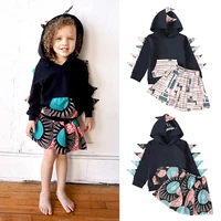 infant children girls clothes 2 pcs new clothes suit dinosaur cartoon cute hooded topsskirt kids costume sets