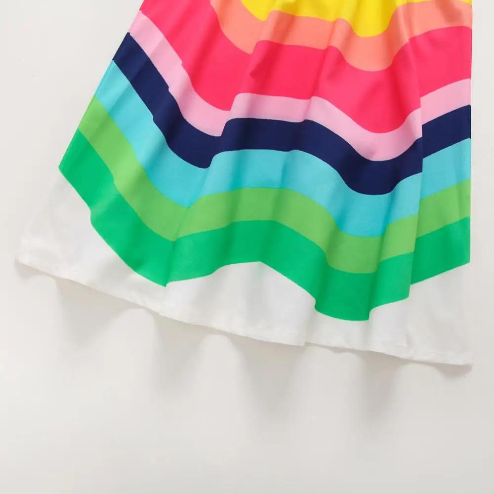 Summer New Girls Dresses Rainbow Sleeveless Princess Dress Baby Girl Christmas Clothes Kids Casual Beach Knee-Length 2020 | Детская