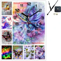5d diamond mosaic sale clock butterfly diy diamond painting cross stitch clock flower diamond embroidery decor home wall sticker