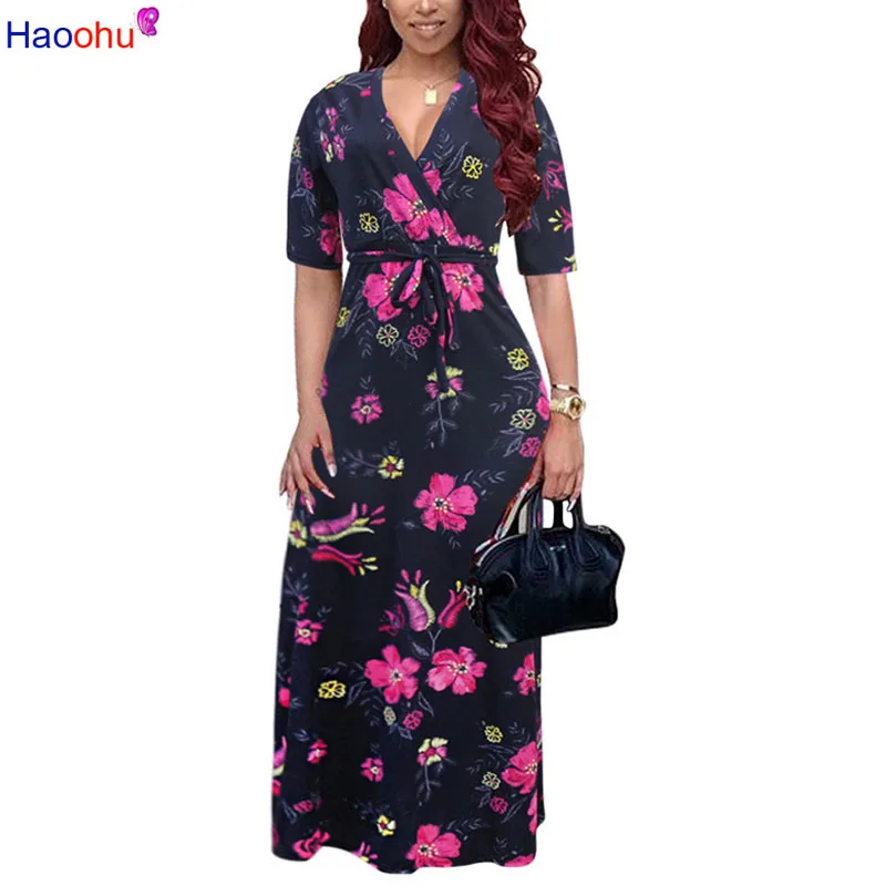 Богемное платье с цветочным принтом 2018 женские летние платья миди коротким