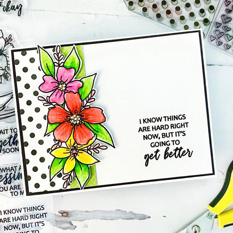 Металлические штампы QWELL с прозрачными цветами не терпится обнять вас шаблон для