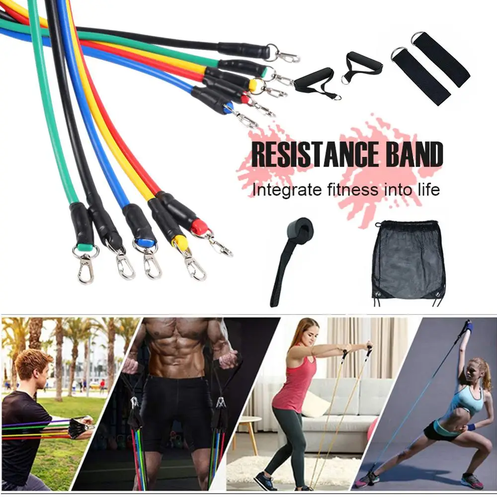 

11Pcs Resistance Bands Set Fitness Bands Resistance Gym Equipment Exercise Bands Pull Rope Fitness Elastic Training Expander