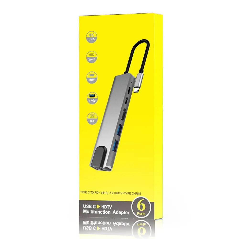 USB-Сплиттер Разветвитель USB C 3 0 HDMI-совместимый 4K /SD/TF-кард-ридер/адаптер RJ45 для MacBook
