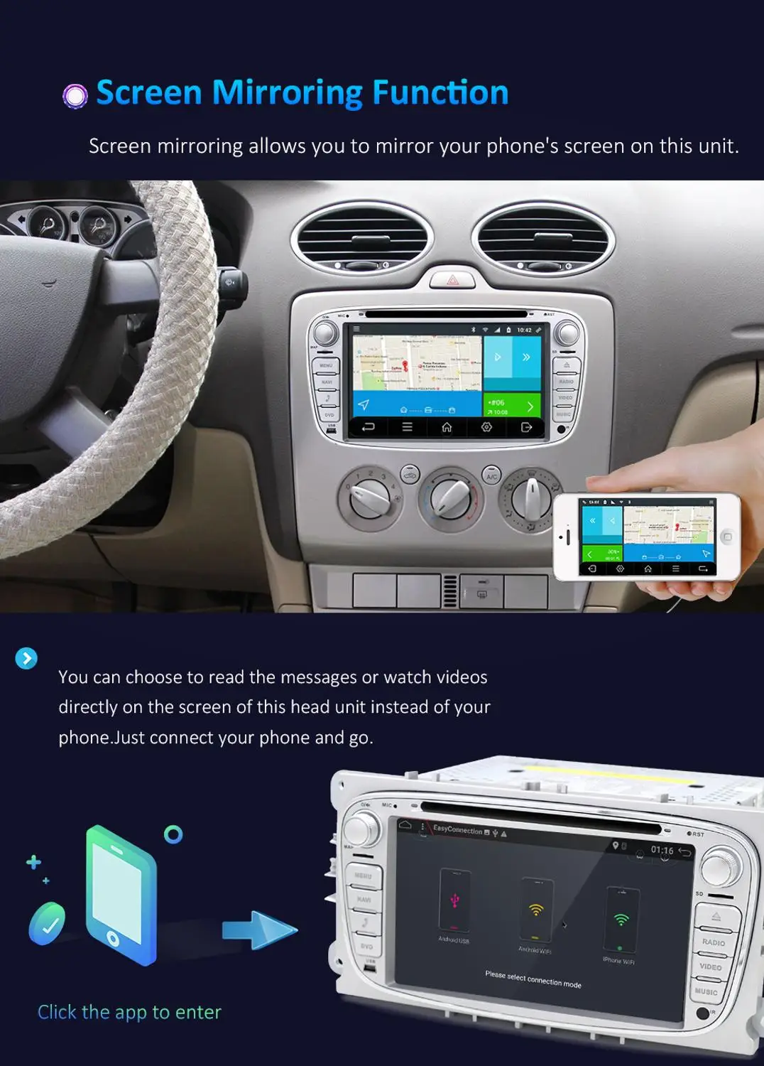 7 &quotAndroid 1 автомобильный Радио DVD для FORD/Focus/S MAX/Mondeo/C MAX/Galaxy четырехъядерный Wifi GPS
