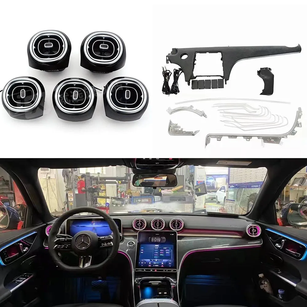 

64 Colors Car Nozzle Ambient Light Dashboard Neon Lamp LED Air Outlet Vents For Mercedes-Benz C Class W206 2021 2022 Turbo