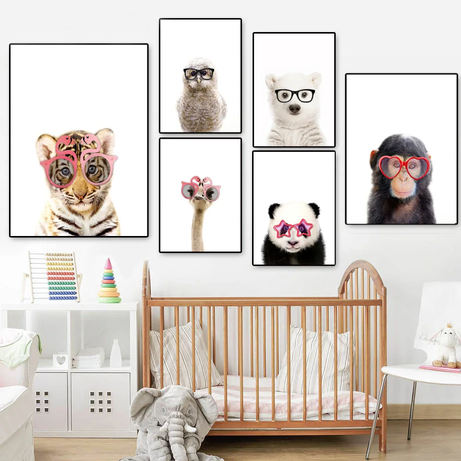 Абстрактная Картина на холсте Тигр Панда Страус Обезьяна Медведь Корова лама