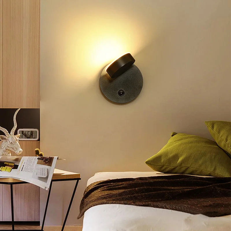 7W LED Bedside Lamp Rotatable Wall Mount Sleep Light Fixture On/Off Switch Aisle