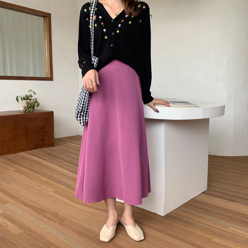 

Women Summer Elegant OL Skirt Ladies A-Line Fashion Party Office Solid High Waist