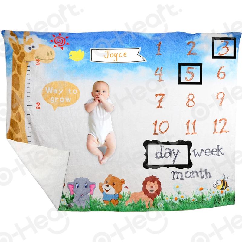 Детское ежемесячное знаковое одеяло для мальчиков и девочек с изображением