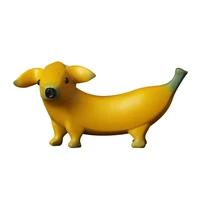 3 piece set of banana dog crafts resin cartoon animal sculpture art furnishings cute dog gifts banana dog countertop furnishings
