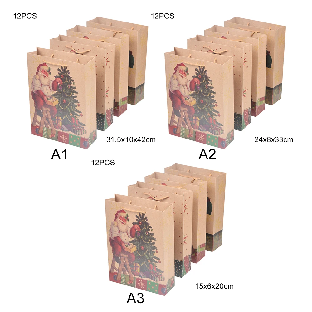 12 шт. крафт Бумага сумки коробка конфет рождественские подарочные пакеты