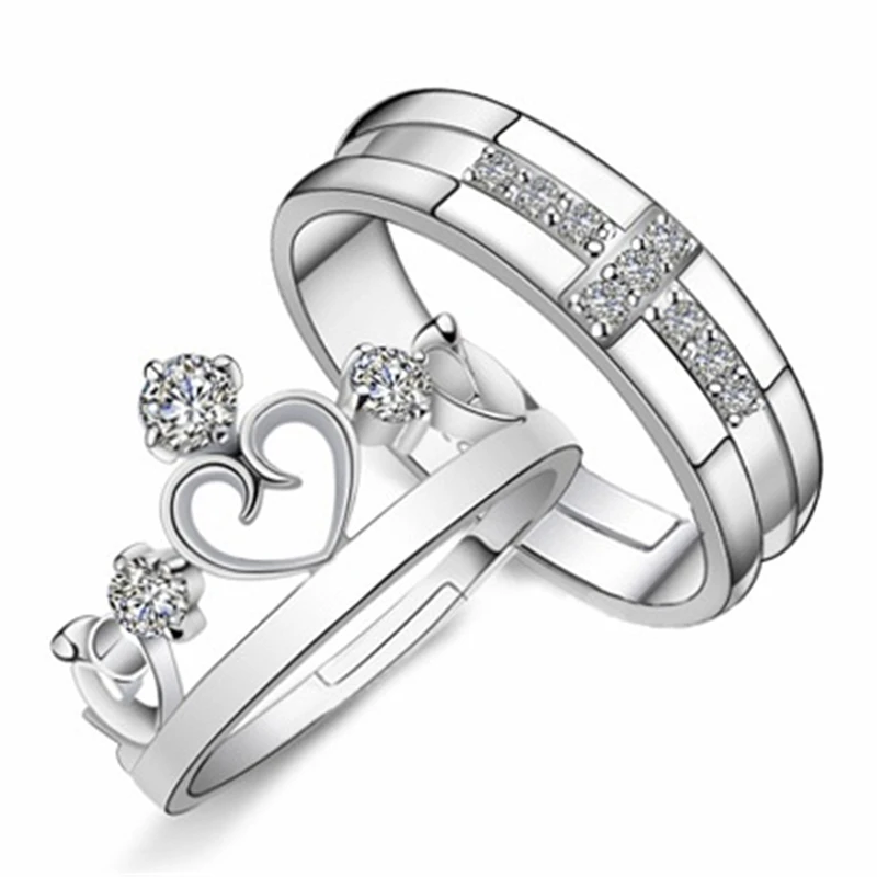

Qiongfu New Fashion Silver Crown Couple Ring Prince and Princess Ring Men's and Women's Proposal Ring Bracelet Fairy Tale