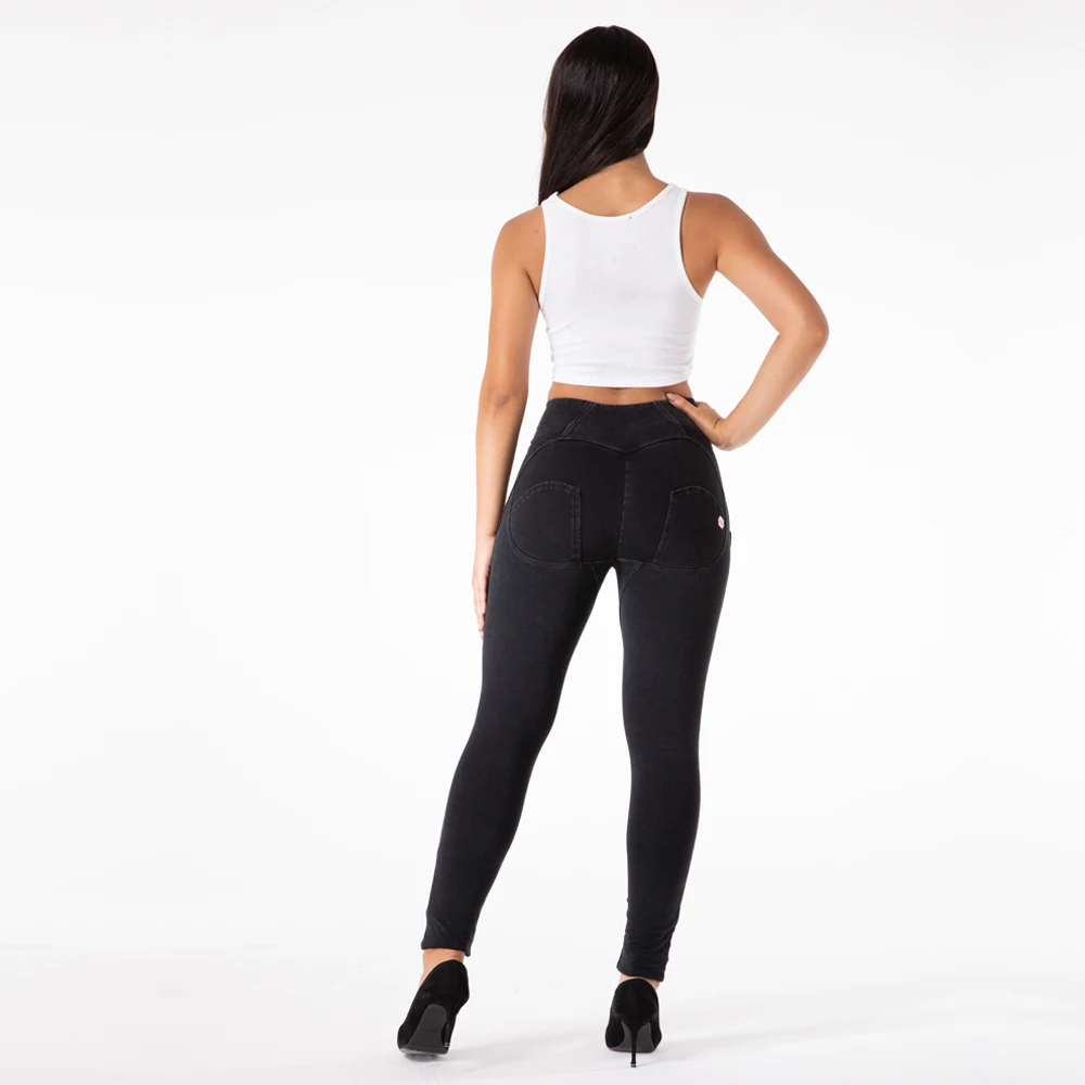 Shascullfites Enhancing Women Black Jeans Pants Ladies High Waist Sculpting Push Up Jeans Leggings Butt Lift Jeggings