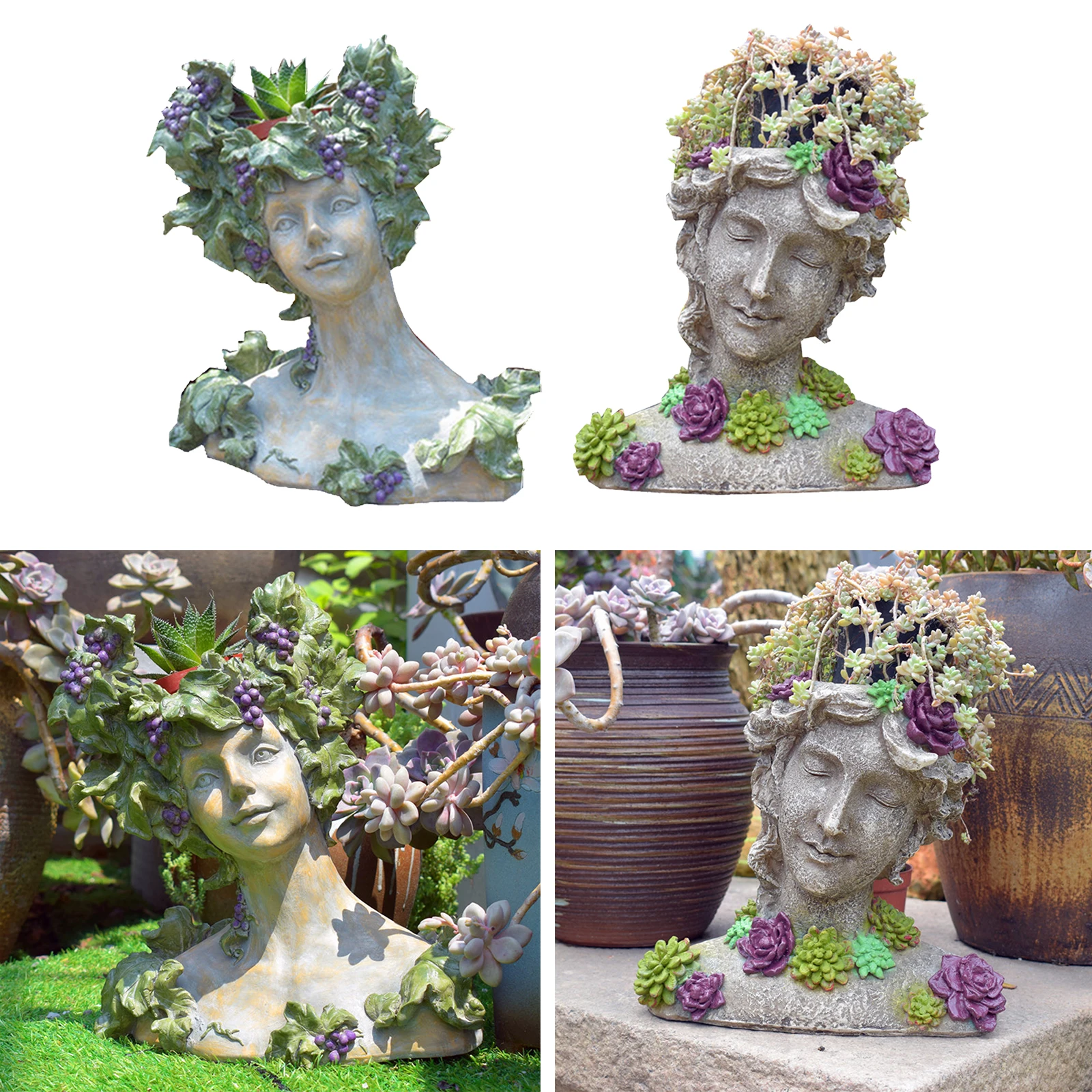 

Creative Garden Statue Planter Goddess Head Flower Pot Venus Sculpture Home Office Shop Yard Decoration Furnishings Ornament