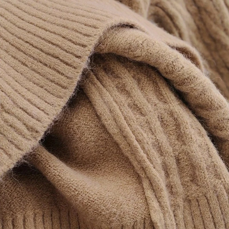 

Khaki Slash Neck Pullover Stretch Elegant Winter Clothes Women Sweaters Knit Autumn Fashion Brand Luxury French Style Design New