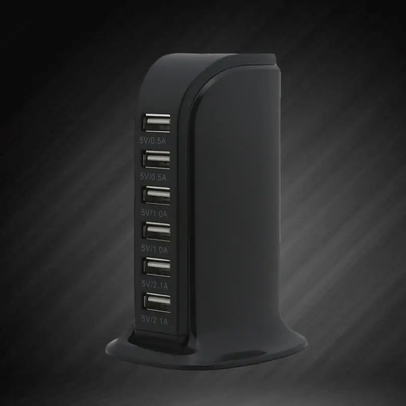 Черный 30 Вт мульти 6 портов USB зарядное устройство 6A быстрая зарядная станция