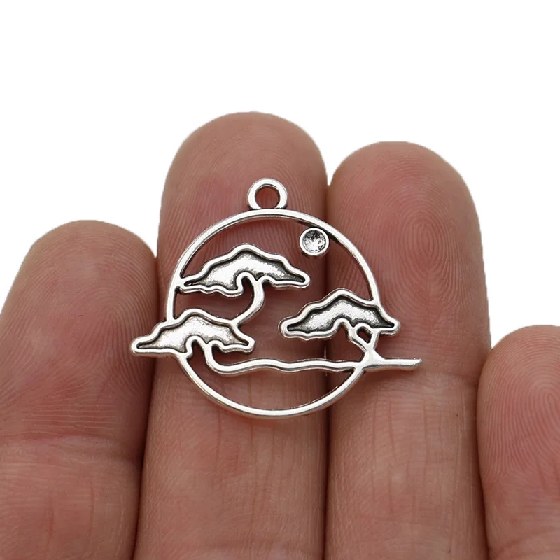 10 шт. антикварные посеребренные Подвески с пейзажем для изготовления ювелирных