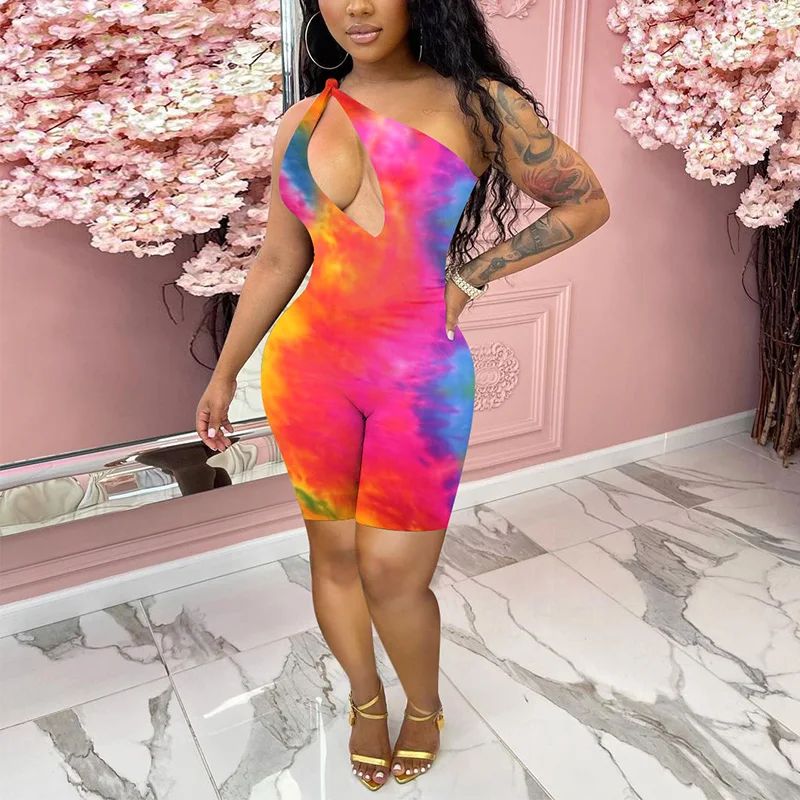 

Женский открытый комбинезон на одно плечо, с высокой талией и открытой спиной, летний Облегающий комбинезон 2021