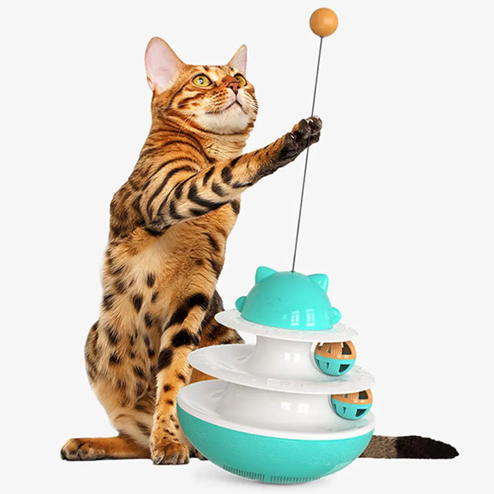 

Intellectual Track Plate Cat Toy Two Tier Interactive Turntable Track Turn Pet for Household Animals Cats Entertainment