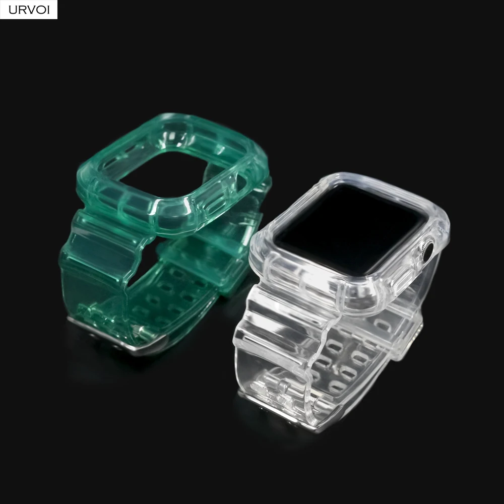 Прозрачный ремешок URVOI из ТПУ для Apple Watch Series 6 5 4 чехол iWatch прозрачная защита