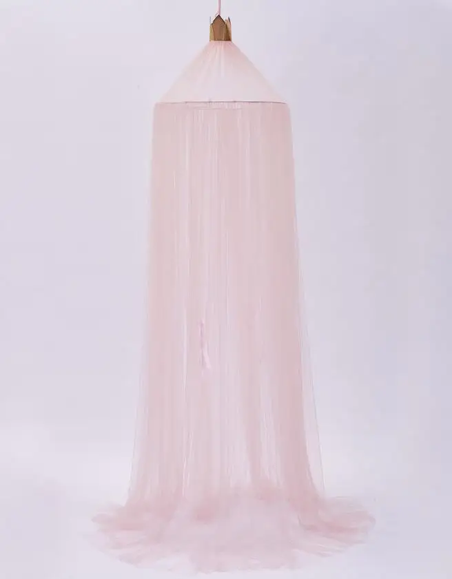 pink layer yarn Детская балдахин круглая москитная сетка принцесса кровать балдахин девушки шторы постельные принадлежности кроватка палатка украшение детской комнаты - Цвет: pink layer yarn