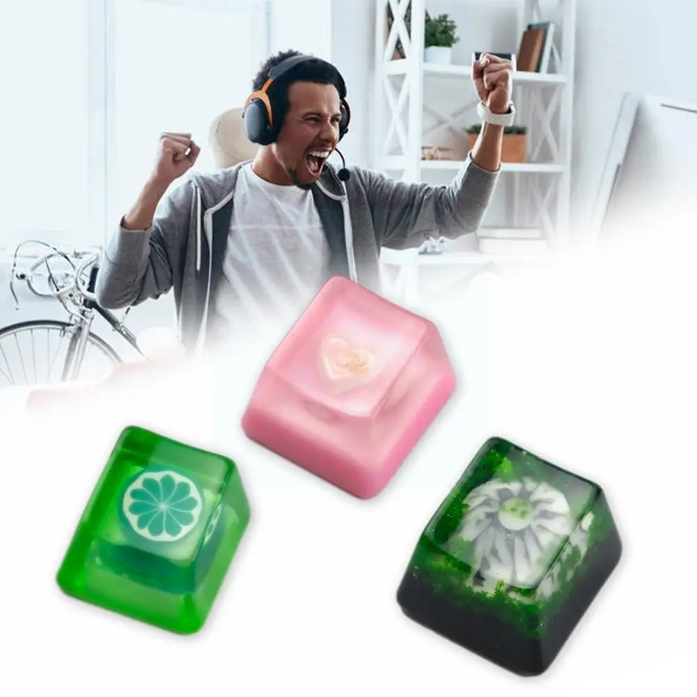 

1PC DIY Cartoon Fruit Resin Backlit Mechanical Keyboard ESC Cap Translucent Personality R4 Key Height Keycap P2M4