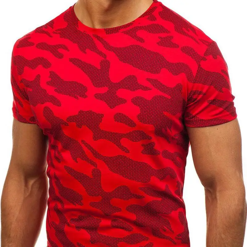 

2021 Summer New Arrivals Plus Size Round Neck Fashion Camouflage Wild Stretch Casual Men Short-sleeved T-shirt Free Shipping