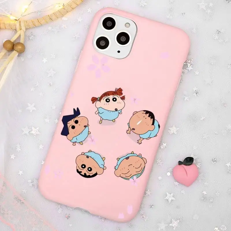 

Crayon Shin chan Funny Japan Anime Phone Case Candy Color Pink for iPhone 11 pro XS MAX 8 7 6 6S Plus X 5S SE 2020 XR