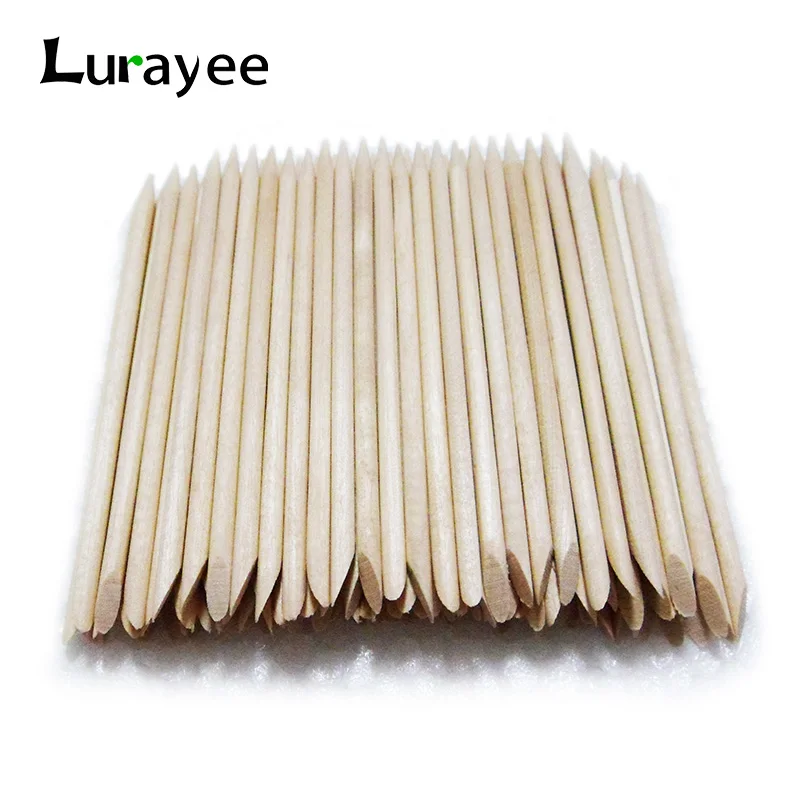 

Lurayee Nail Cuticle Pusher Orange Wood Sticks Nail Manicures Remover Wooden Design Nail Gel Polish Drawing Stick for Nail Art