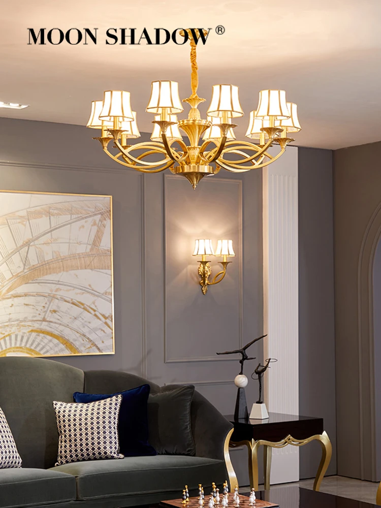 Люстра MOONSHADOW полностью медная для гостиной роскошная Подвесная лампа