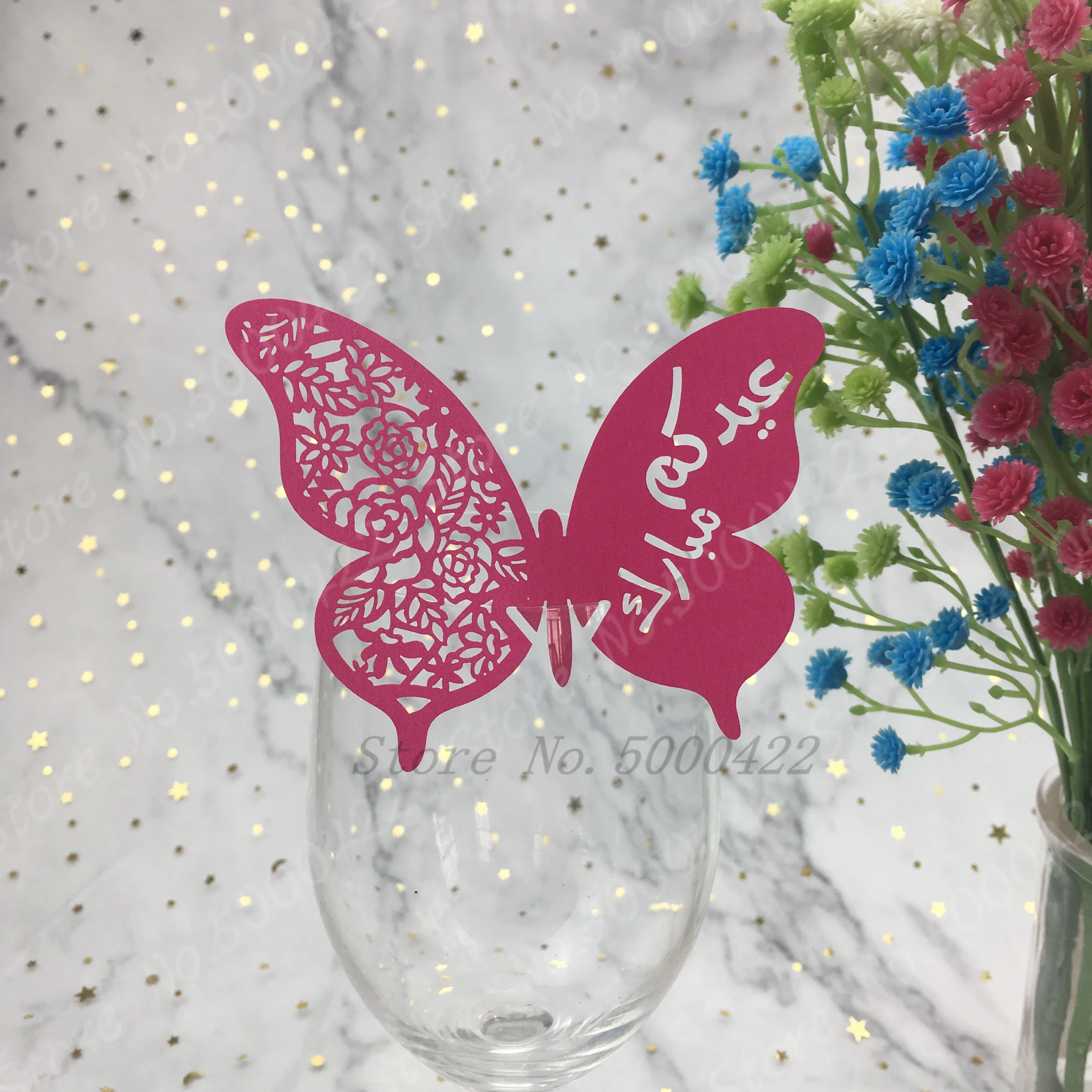 50 шт. карты имени вина место бабочки эскорт стакан для бумажная карта Свадебная