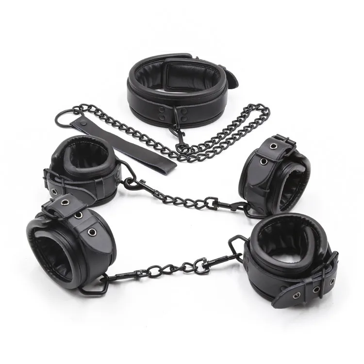 

Секс-игрушки для взрослых БДСМ бондаж 3 шт./компл. черные фиксаторы из натуральной кожи бандаж наручники взрослые пары секс БДСМ игрушки