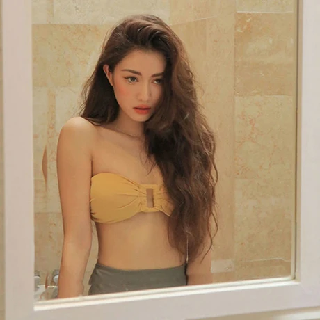 

INS-Style Retro Sexy Bikini Small Bust Gathering-High-waisted Slimming Hot Springs South Korea Yellow Bathing Suit Women's