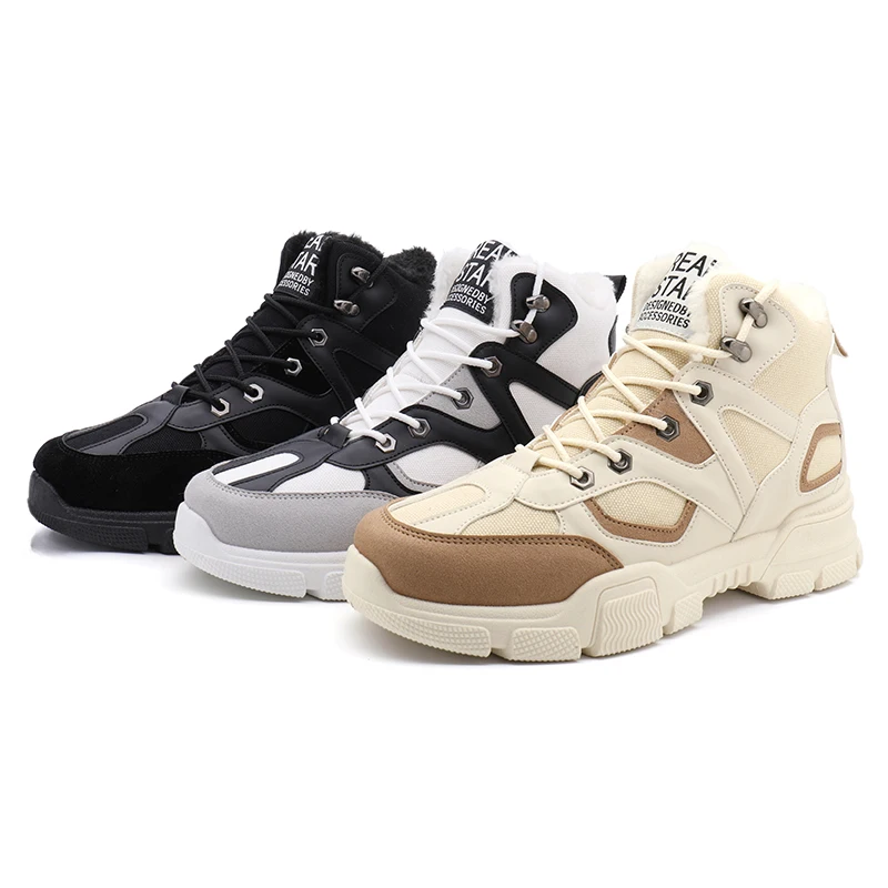 Мужские Нескользящие походные туфли теплая плюшевая Удобная зимняя обувь